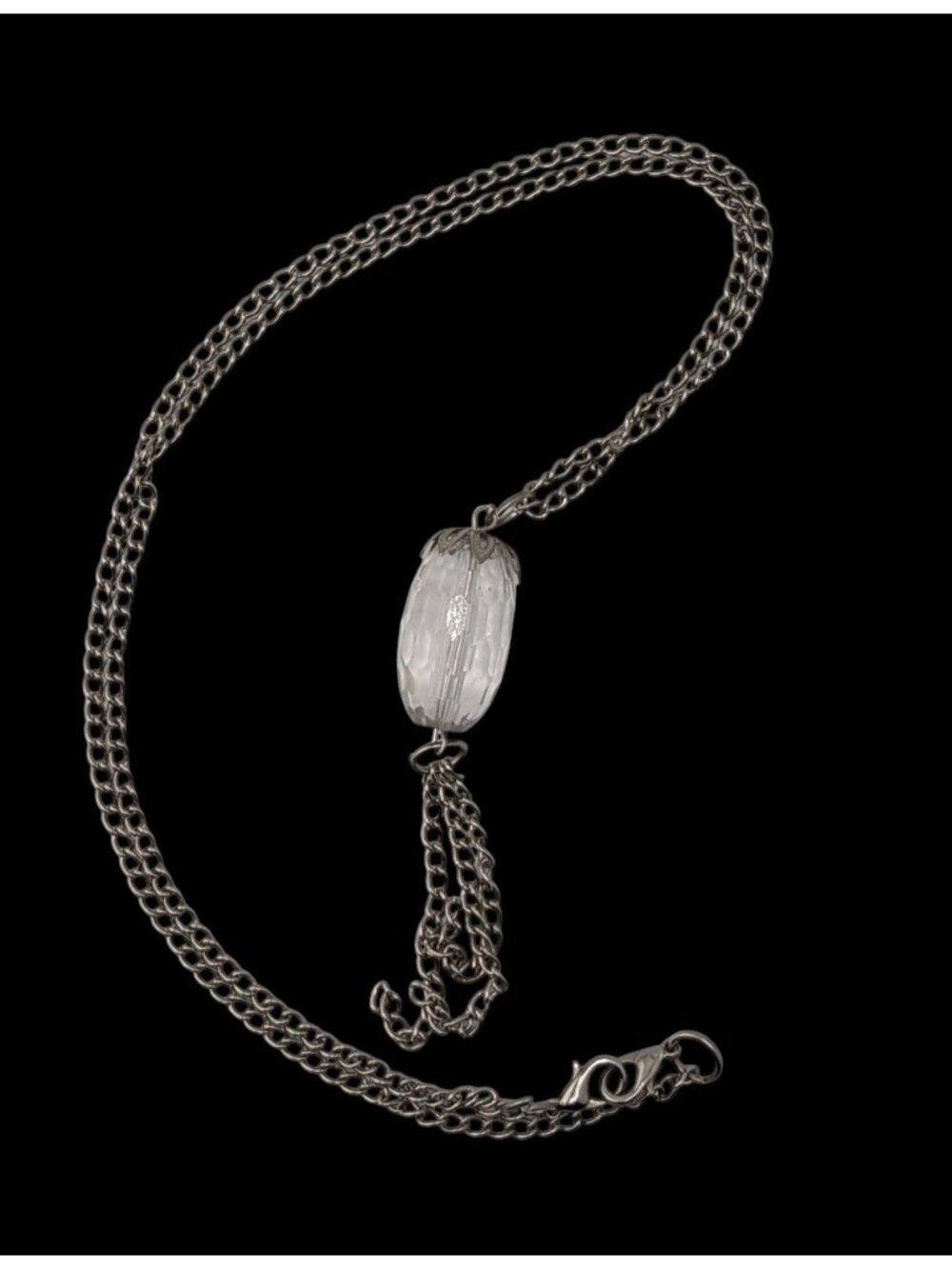 Silver Acrylic Bead Tassel Necklace Minimalist Boho Pendant Jewelry